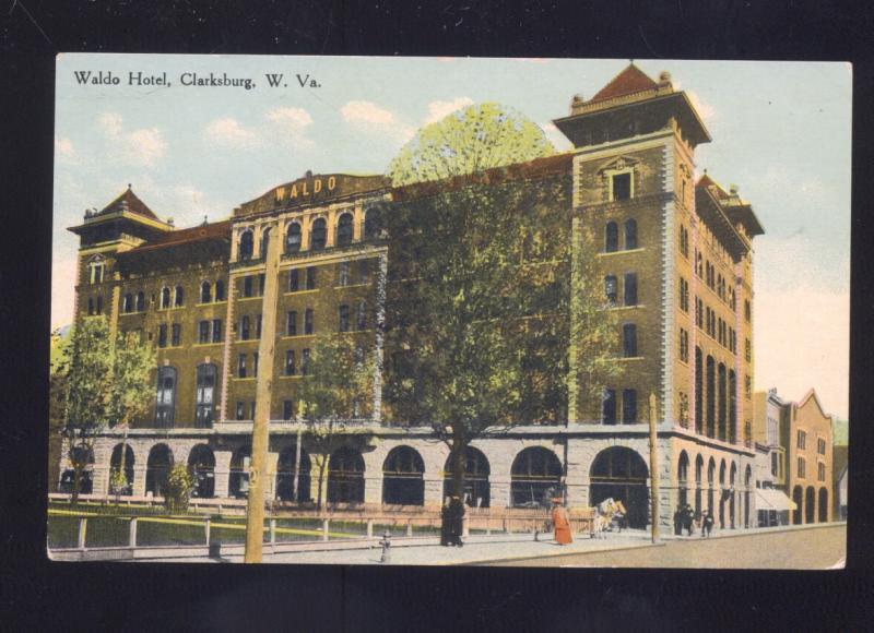 CLARKSBURG WEST VIRGINIA WALDO HOTEL ANTIQUE VINTAGE POSTCARD