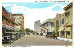 1920s Postcard; Fort Harrison Ave Street Scene Clearwater FL The Springtime City