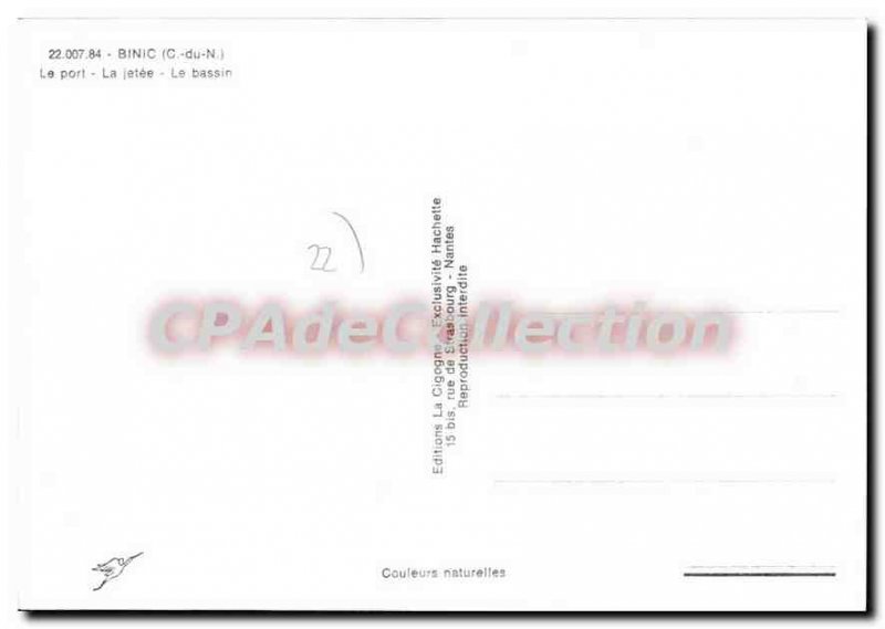 Postcard Modern BINIC thrown harbor basin