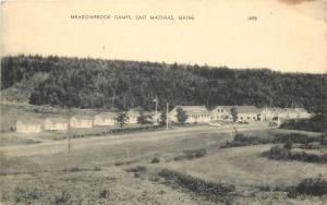 1930s Lithograph Postcard Meadowbrook Camps East Machias ME Washington County