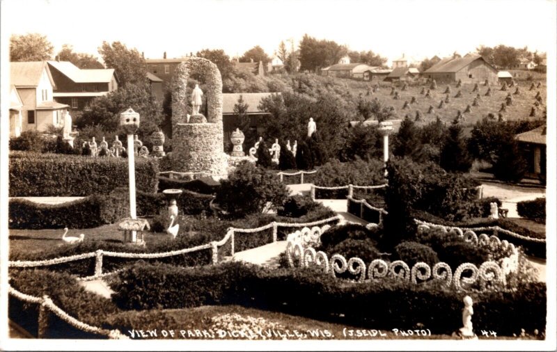 Two Real Photo Postcards View of Park and Grotto in Dickeyville, Wisconsin