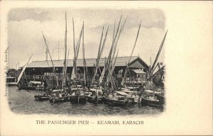 Keamari Karachi Pakistan Passenger Pier Ships c1910 Vintage Postcard