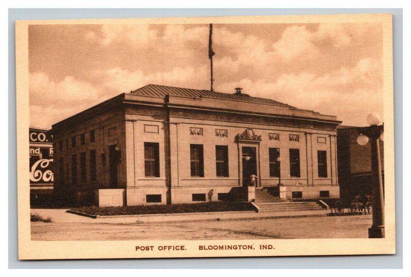 Vintage 1910's Photo Postcard Post Office Building Bloomington Indiana