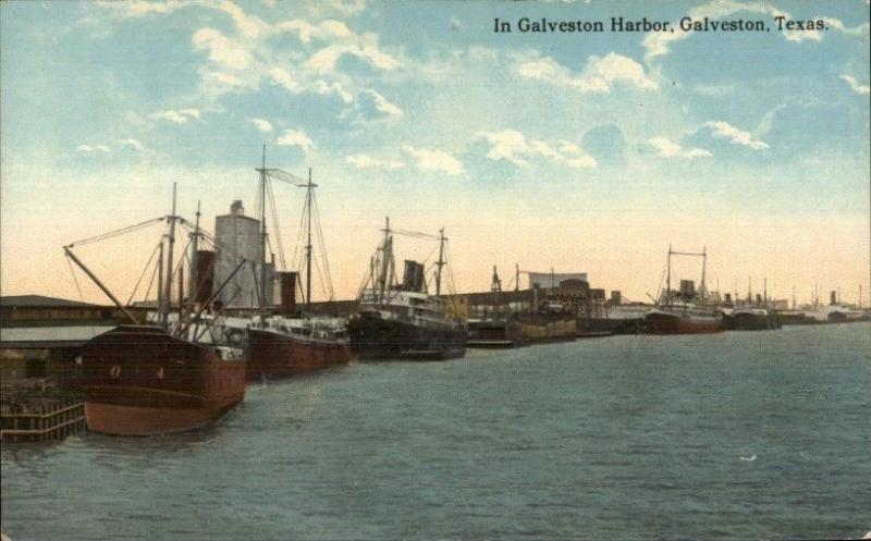 Galveston TX c1910 Postcard EXC COND Harbor Ships etc