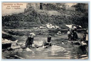 c1910 Ribeira Washerwomen of the Flamengos Faial Azores Portugal Postcard