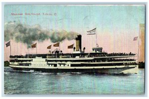 1909 Steamer Greyhound Steamer Cruise Ship Smoke Toledo Ohio OH Vintage Postcard 