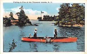 Fishing Thousand Islands, New York Postcard