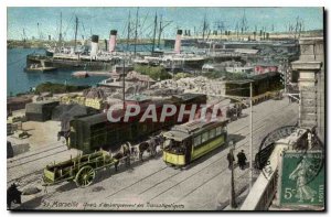 Old Postcard Marseille Quays Boarding Transatlantic