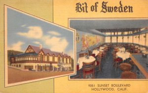 Hollywood California Bit of Sweden Restaurant Vintage Postcard AA59047