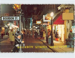 Postcard Bourbon Street Survivor, French Quarter, New Orleans, Louisiana