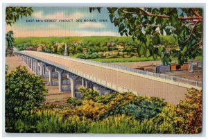 c1930's View Of East 14th Street Viaduct Des Moines Iowa IA Vintage Postcard