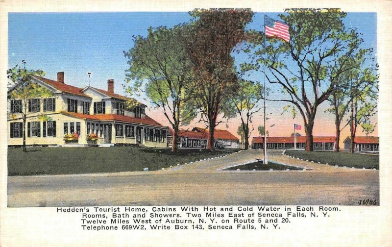 SENECA FALLS, NY New York  HEDDEN'S TOURIST HOME Motel  ROADSIDE  1940 Postcard