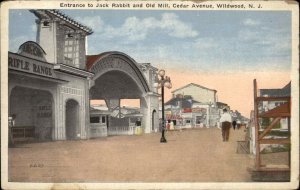 Wildwood New Jersey NJ Jack Rabbit and Old Mill Entrance Vintage Postcard
