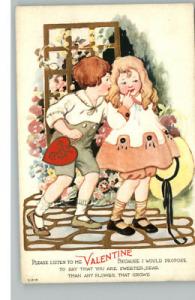 VALENTINE Boy & Girl Couple c1910 Postcard - NICE ART!