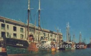 Fishing Boats Tied Along Fish Pier, Boston, Massachusetts, MA USA Sailboat Un...