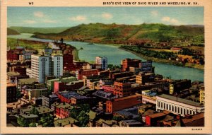 Lot of 5 : Wheeling, WV West Virginia Vintage Race Aerial View Linen Postcard 