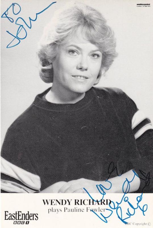 Wendy Richards Eastenders Vintage BBC Hand Signed Cast Card Photo