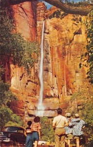 SINAWAVA FALLS Zion National Park, Utah Waterfall c1950s Vintage Postcard