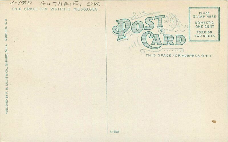 Guthrie Oklahoma Island Park Lillie & CO C-1910 Postcard 21-13893