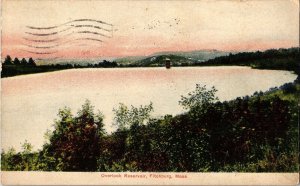 Overlook Reservoir Fitchburg Mass Antique Postcard Cancel 1c Stamp PM WOB Note 