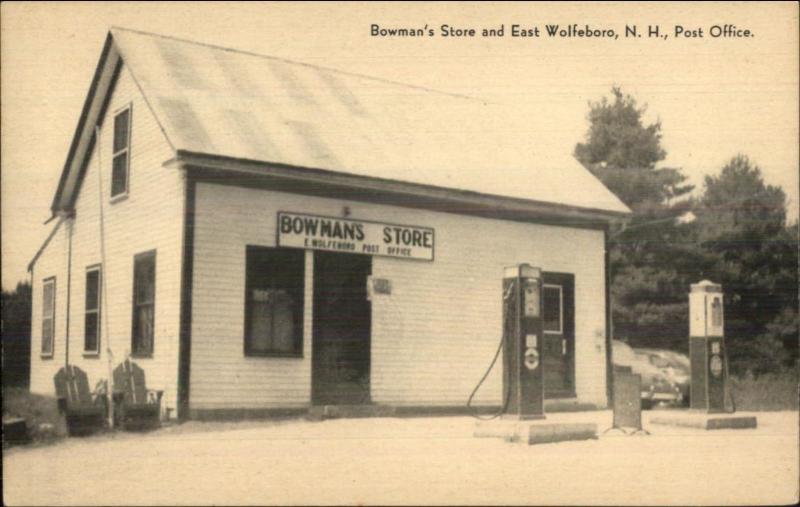 East Wolfeboro NH Bowman's Store Gas Station Old Postcard