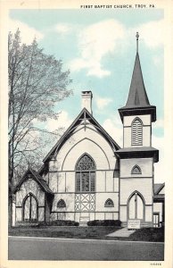 J55/ Troy Pennsylvania Postcard c1910 First Baptist Church  244