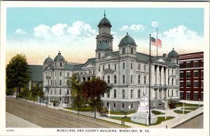 Wheeling West Virginia Municipal and County Building WV Postcard Z29