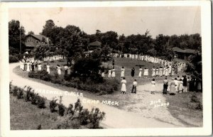 RPPC Camp Mack Farewell Circle, Campers Milford IN c1945 Vintage Postcard Q38