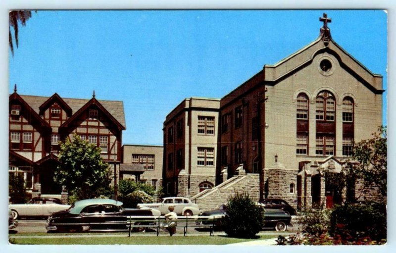 WILDWOOD By The Sea, NJ~ ST. ANN'S Roman Catholic Church & School 1950s Postcard