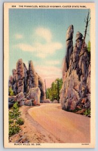 Black Hills SD~Pinnacles Needles Hwy Custer Park~Vintage Linen Postcard