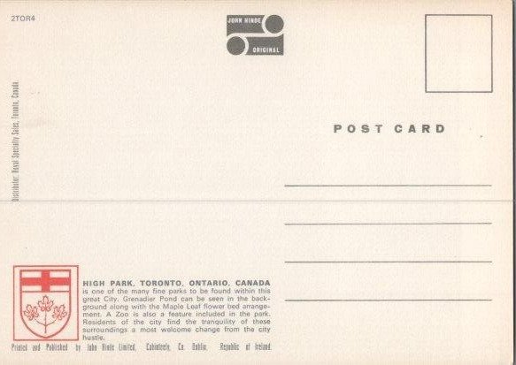 High Park Grenadier Pond Ontario Canada Continental Postcard