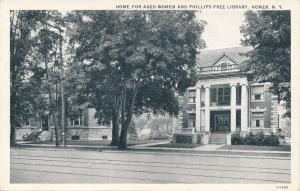 Homer NY, New York - Home for Aged Women - Phillips Free Library on left - WB