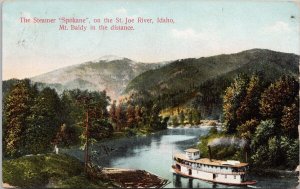 Steamer 'Spokane' St Joe River ID Idaho Mt Baldy c1909 Postcard H49