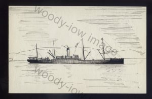 pen048 - Original Pen & Ink Postcard - Bibby Line Ship - Cheshire , built 1891