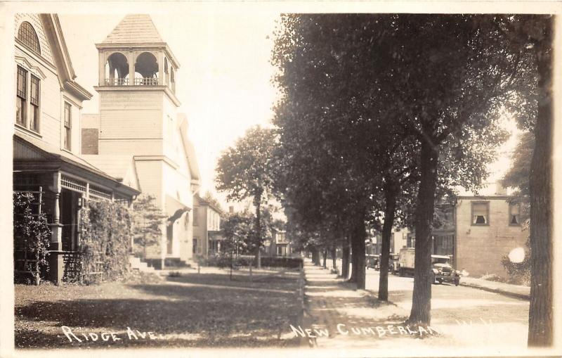 E90/ New Cumberland West Virginia RPPC Postcard c30s Ridge Ave Homes Church