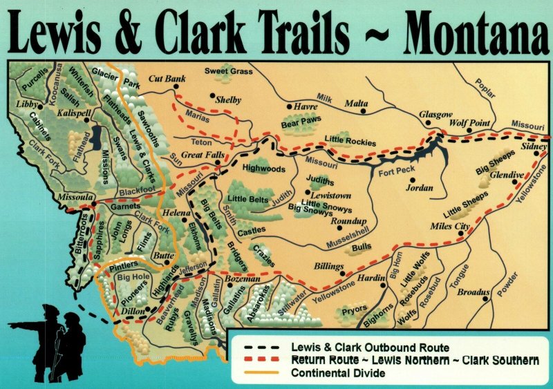 Vintage Continental Size Postcard Lewis & Clark Trails in Montana ...