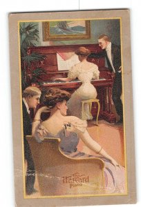 The Harvard Piano Creased Postcard Sized Advertisement Blank Bank Pretty Women