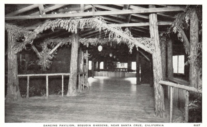 Vintage Postcard 1920's Dancing Pavilion Sequoia Garden Santa Cruz California CA