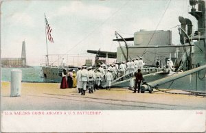 US Sailors Going Aboard US Battleship Navy Unused Bosselman Postcard F99