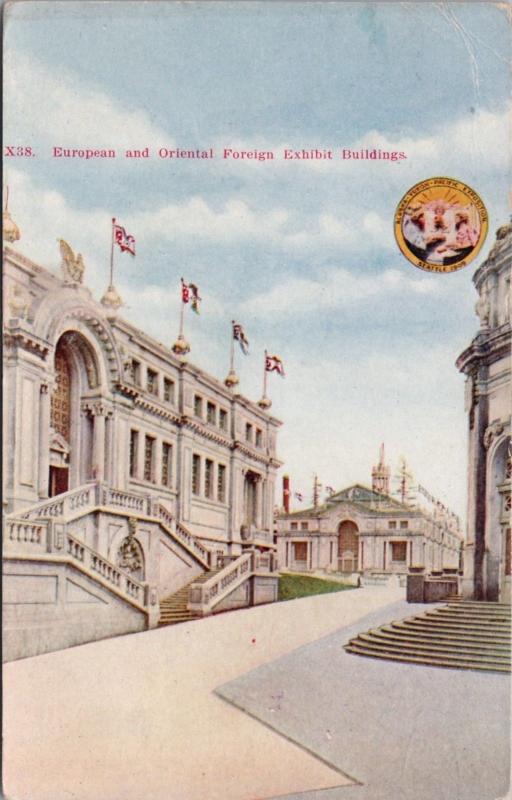 European and Oriental Foreign Exhibit Buildings Seattle Exposition Postcard E17