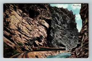 Royal Gorge CO-Colorado, Railroad, Train Going Through Gorge Vintage Postcard 