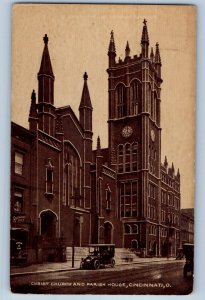 1910 Cincinnati Ohio Vintage Postcard Christ Church Parish House Building Street