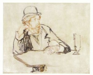 Edouard Manet George Moore At The Cafe Irish Victorian Author Painting Postcard