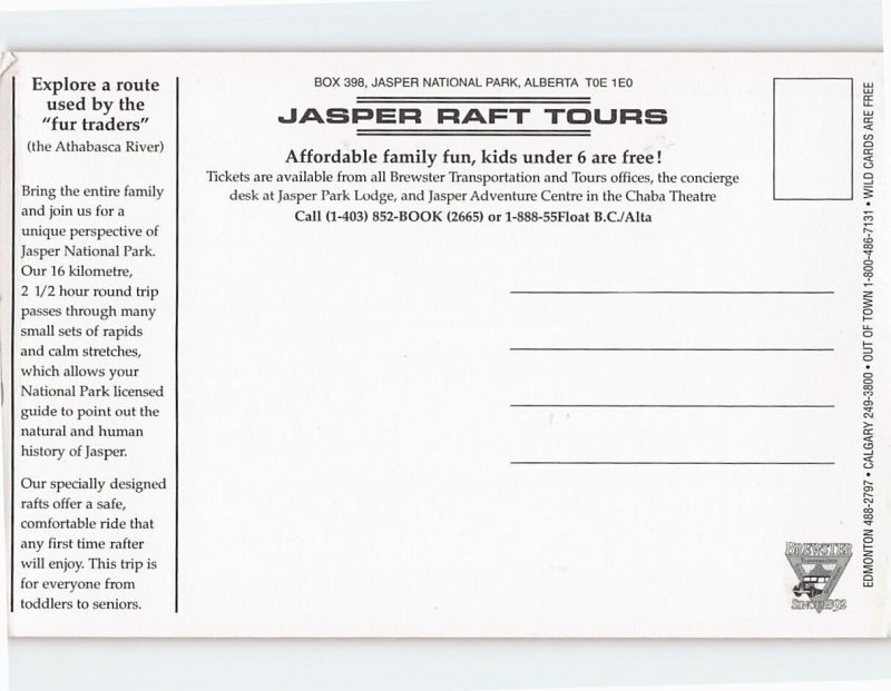Postcard Jasper Raft Tours, Jasper, Canada