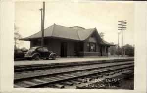 Sheldon IL RR Train Depot Station c1940 Real Photo Postcard