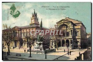 Old Postcard Avignon Place de l'Hotel de Ville and The Monument Theater