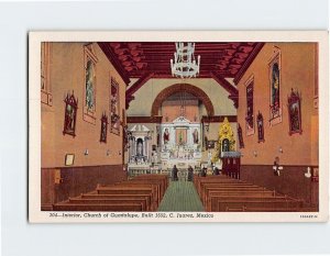 Postcard Interior Church of Guadalupe Built 1652 Ciudad Juárez Mexico
