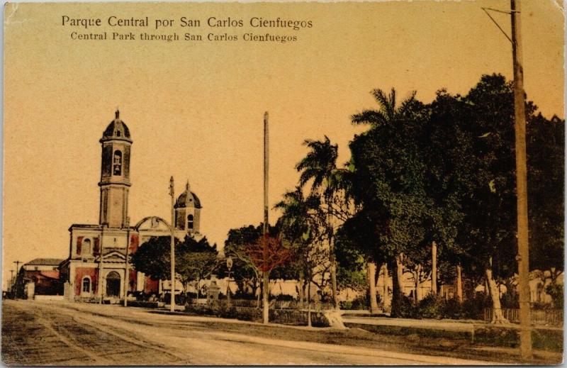 Cienfuegos Cuba Parque Central por San Carlos  Vintage Real Photo Postcard D73