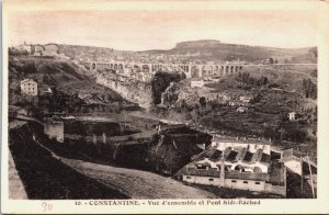 Algeria Constantine Vue d'ensemble et Pont Sidi Rached Vintage Postcard C217