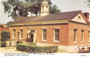 US Post Office - Walterboro, South Carolina Colleton Co. c1950s Vintage Postcard
